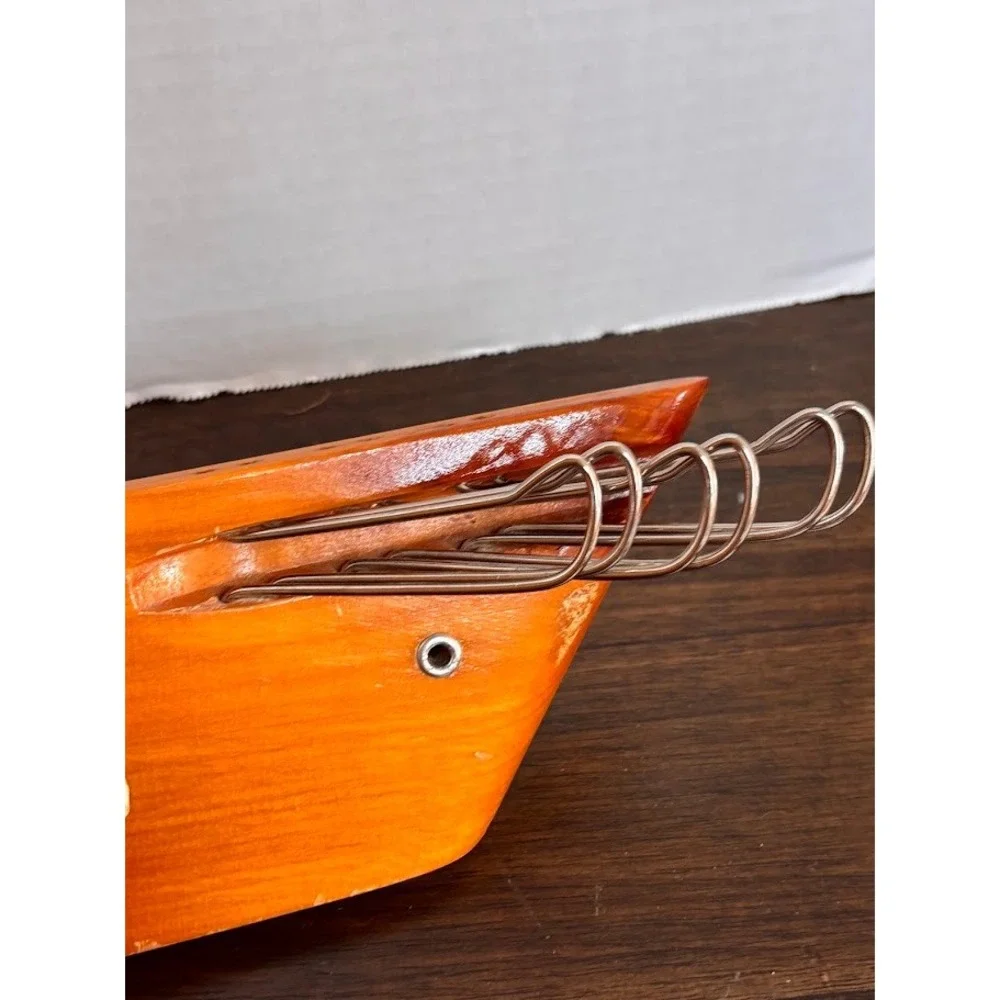 Vintage Wood Mallard Duck Tie Belt Rack Wall Mount 8 Hook Rustic Cabin Decor